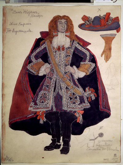 Costume Design for the Play Don Juan by Moliere by Aleksandr Jakovlevic Golovin