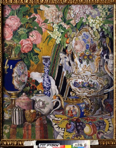 Still Life with Flowers and Porcelain by Aleksandr Jakovlevic Golovin