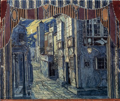 Stage design for the opera The Barber of Seville by G. Rossini by Aleksandr Jakovlevic Golovin