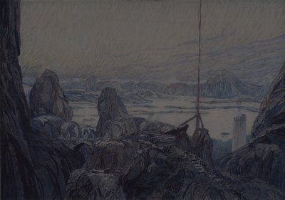 Stage Design for the Theatre Play The Lady from the Sea by H. Ibsen by Aleksandr Jakovlevic Golovin