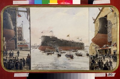 The launching of the Battlecruiser Pamiat Azova by Aleksandr Karlovich Beggrov