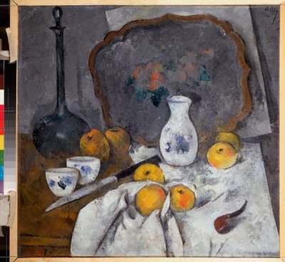 Still Life with a Decanter and a Pipe - Work by Alexander Vasilyevich Shevchenko (1883-1948) by Aleksandr Vasilievich Shevchenko