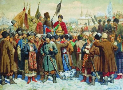 Boyar Vasili Buturlins speech at the Rada of Pereyaslav by Aleksei Danilovich Kivshenko