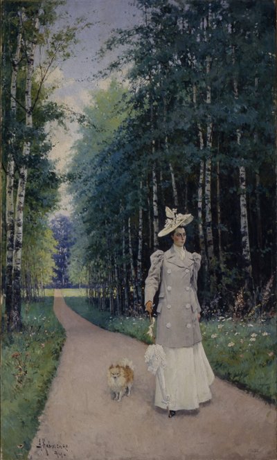 Walk. Portrait of Countess Leokadia Shirinskaya-Shikhmatova by Aleksei Danilovich Kivshenko