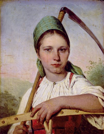 Peasant Woman with a Scythe and Rake, c.1825 by Aleksei Gavrilovich Venetsianov