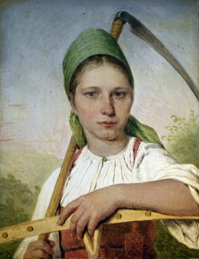 Peasant Woman with a Scythe and Rake by Aleksei Gavrilovich Venetsianov