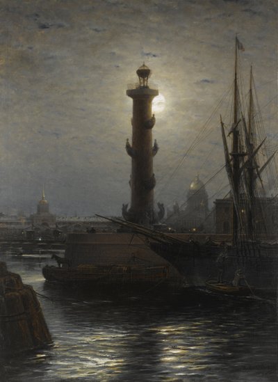 The Rostral Column near the Stock Exchange in St. Petersburg by Aleksei Petrovich Bogolyubov