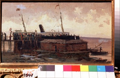 View of a Steamboat at Quay in a Port by Aleksei Petrovich Bogolyubov