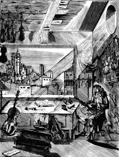 Italian Musical Instrument Maker Antonio Stradivari in His Workshop, 1926 by Aleksey Kravchenko