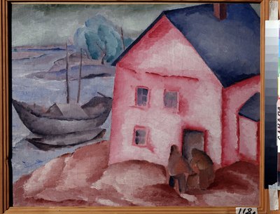 A Pink House at the River by Aleksey Kravchenko