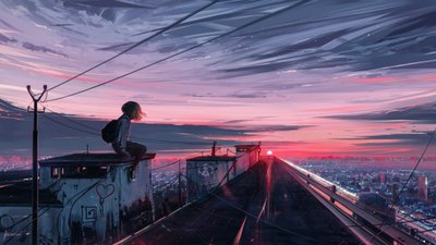 Urban Sunset Girl by Alena Aenami