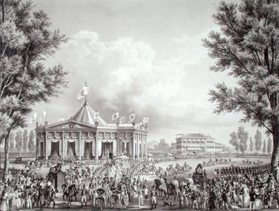 Procession passing the Pavilion erected for the Occasion of the Coronation of Ferdinand I (1793-1875) by Alessandro (after) Sanquirico