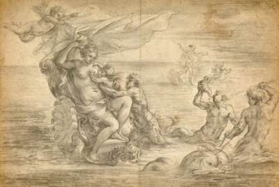 Venus Seated in Her Sea Chariot Suckling Cupid by Alessandro Algardi