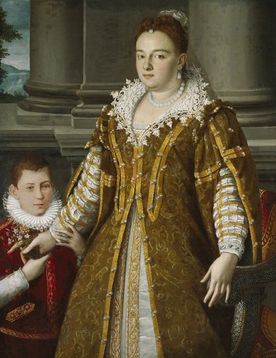 Portrait of Grand Duchess Bianca Capello de Medici with Her Son, c.1580-1614 by Alessandro Allori