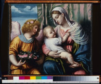 Madonna with Child and an Angel by Alessandro Bonvicino Moretto