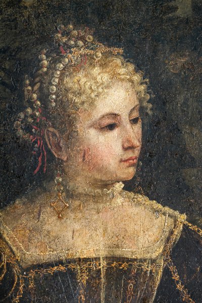 Portrait of a Noblewoman (detail of the Small Room of the Noble Ladies) by Alessandro Bonvicino Moretto