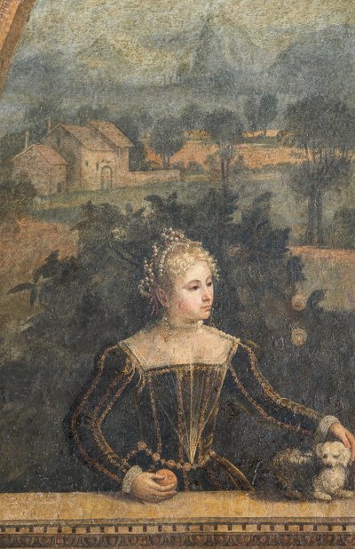 Portrait of a Noblewoman (detail of the Small Room of the Noble Ladies) by Alessandro Bonvicino Moretto