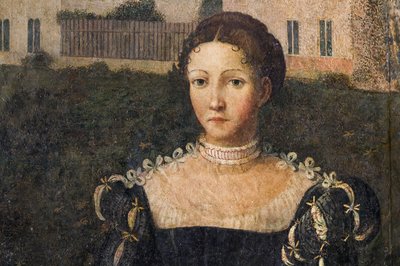 Portrait of a Noblewoman (detail of the Small Room of the Noble Ladies) by Alessandro Bonvicino Moretto