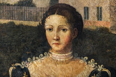 Portrait of a noblewoman (detail) by Alessandro Bonvicino Moretto