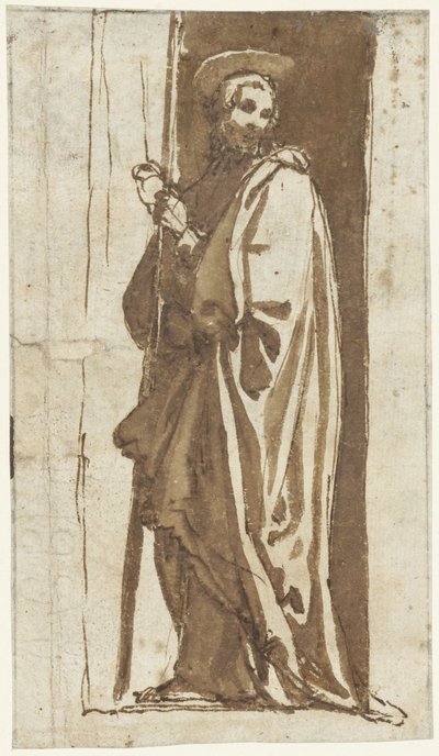 Standing Saint in a Niche (John the Baptist?) by Alessandro Casolani (possibly)