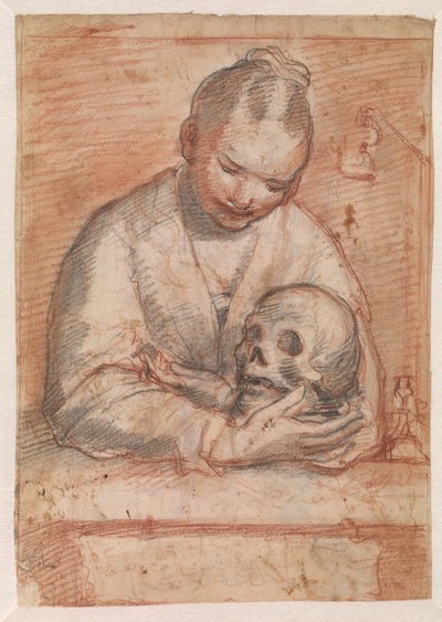 St Mary Magdalen with a Skull in Her Arms by Alessandro Casolani