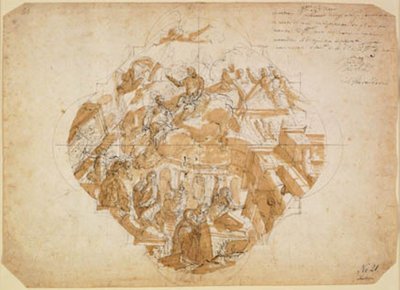 The Arts Lamenting the Destruction of Their Works, Design for a Ceiling Painting by Alessandro Gherardini