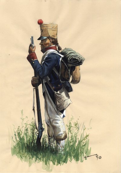First Empire: French infantryman soldier of the great Napoleonic army in country dress by Alessandro Lonati