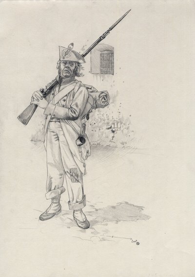 First Empire: soldier of the Napoleonic army, infantryman soldier of a brigade of riders in a fort by Alessandro Lonati
