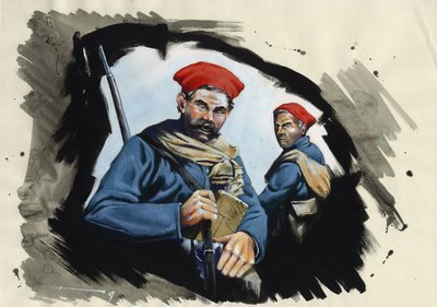Algerian Soldiers of the French Army in a Trench by Alessandro Lonati
