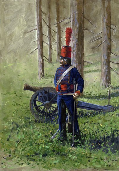 First Empire: Member of the Revolutionary Artillery Near Its Cannon by Alessandro Lonati
