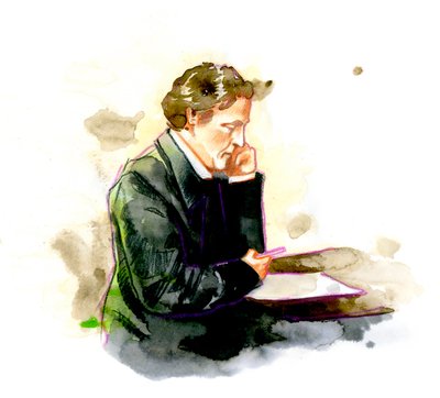 Portrait of Lewis Carroll, English writer by Alessandro Lonati