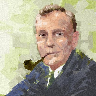 Portrait of Astronomer Edwin Hubble by Alessandro Lonati
