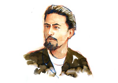 Portrait of Anton Chekhov by Alessandro Lonati