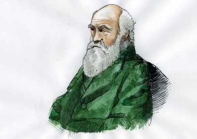 Portrait of the English naturalist Charles Darwin (1809-1882) by Alessandro Lonati