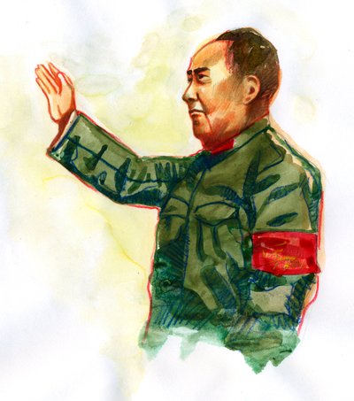 Portrait of Mao Zedong, Chinese Communist revolutionary and founding father of the People