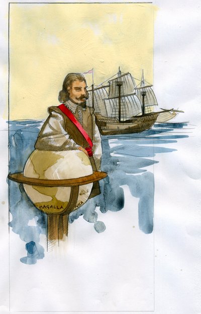 Portrait of English privateer, explorer, slave trader, and politician Francis Drake by Alessandro Lonati