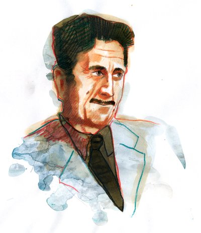 Portrait of English writer and journalist George Orwell by Alessandro Lonati