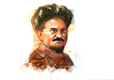 Portrait of Leon Trotsky (1879-1940), Marxist revolutionary and theorist, Soviet politician, and the founding leader of the Red Army by Alessandro Lonati
