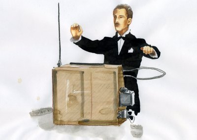 Portrait of Lev Sergeyevich Termen (Leon Theremin) (1896-1993), inventor of the theremin, the first electronic musical instrument by Alessandro Lonati