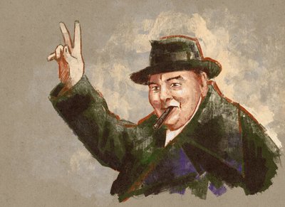 Portrait of Sir Winston Leonard Spencer Churchill (illustration) by Alessandro Lonati
