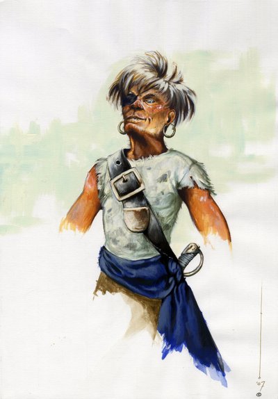 Portrait of a pirate or sailor with blindfold by Alessandro Lonati