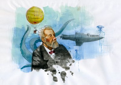 Portrait of the French writer Jules Verne (1828-1905) by Alessandro Lonati