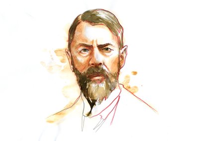 Portrait of the German sociologist Max Weber (1864 - 1920) by Alessandro Lonati