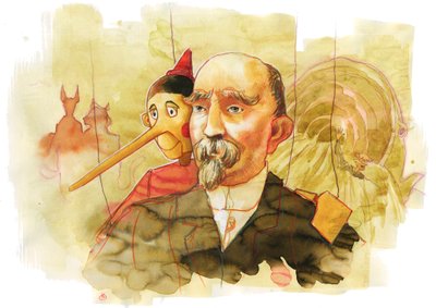 Portrait of the Italian writer Carlo Collodi (1826-1890) author of the character of Pinocchio by Alessandro Lonati
