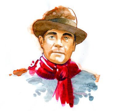 Portrait of Jean Moulin (1899-1943), French prefect and resistance fighter by Alessandro Lonati