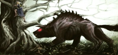 Legendary Beast of Gevaudan Attacking a Girl (Illustration) by Alessandro Lonati