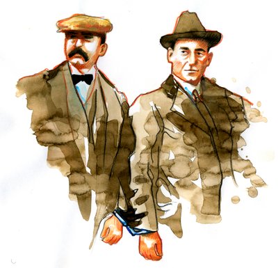 Portrait of Italian Anarchists Bartolomeo Vanzetti and Nicola Sacco by Alessandro Lonati