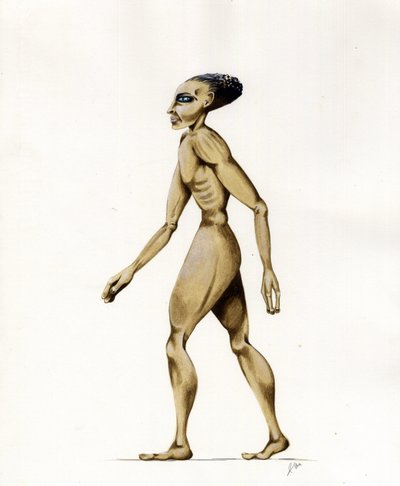 Science fiction illustration: an alien from the planet Mars to the conquest of space by Alessandro Lonati