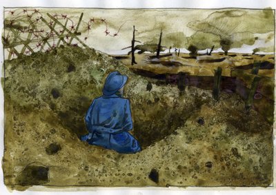 World War I: a hairy man in the trench by Alessandro Lonati
