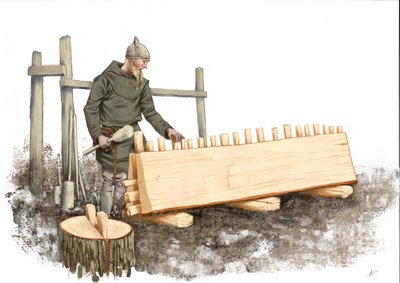 Viking shipwright working by Alessandro Lonati